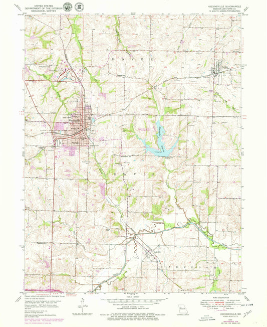 Classic USGS Higginsville Missouri 7.5'x7.5' Topo Map Image