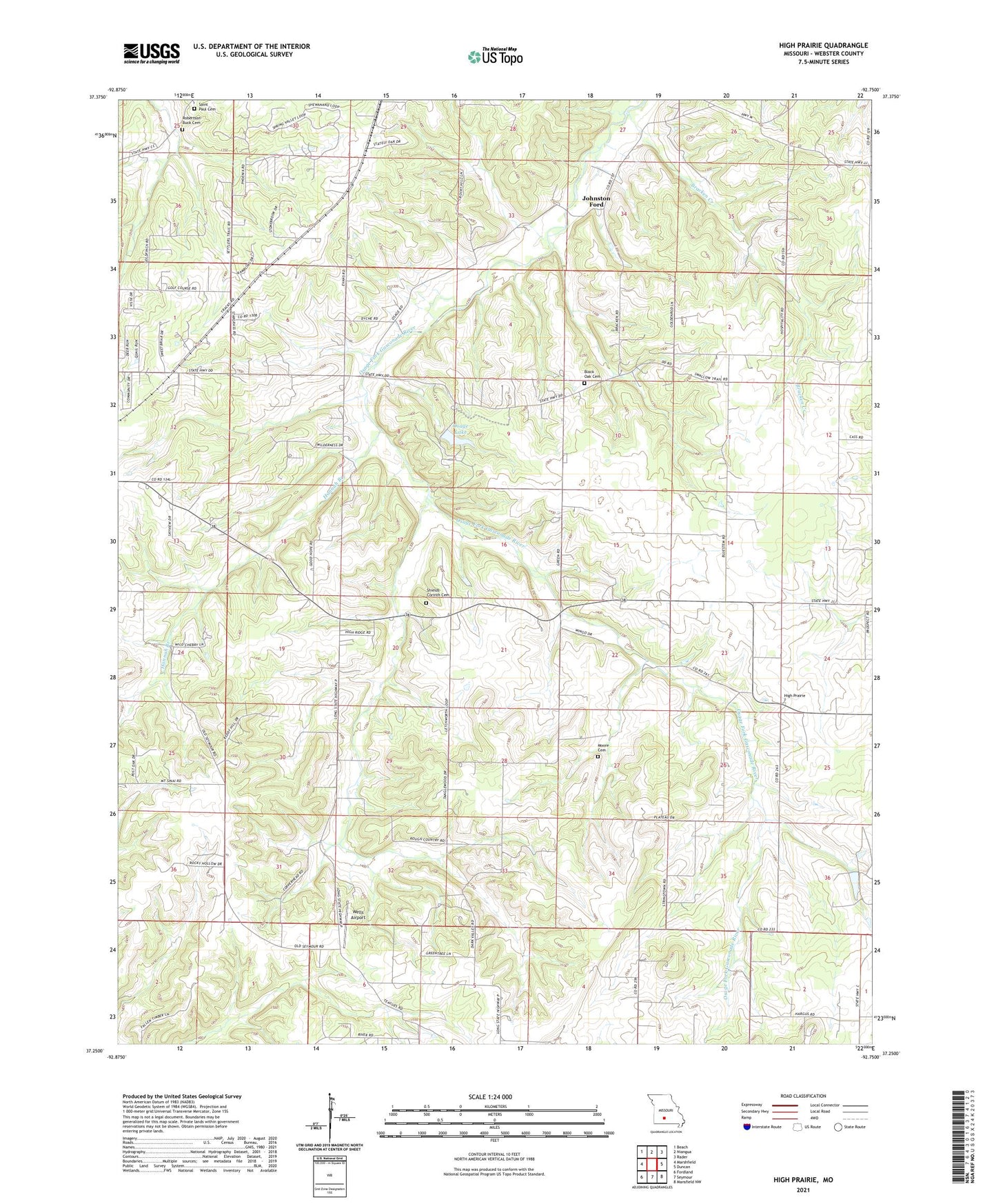 High Prairie Missouri US Topo Map Image