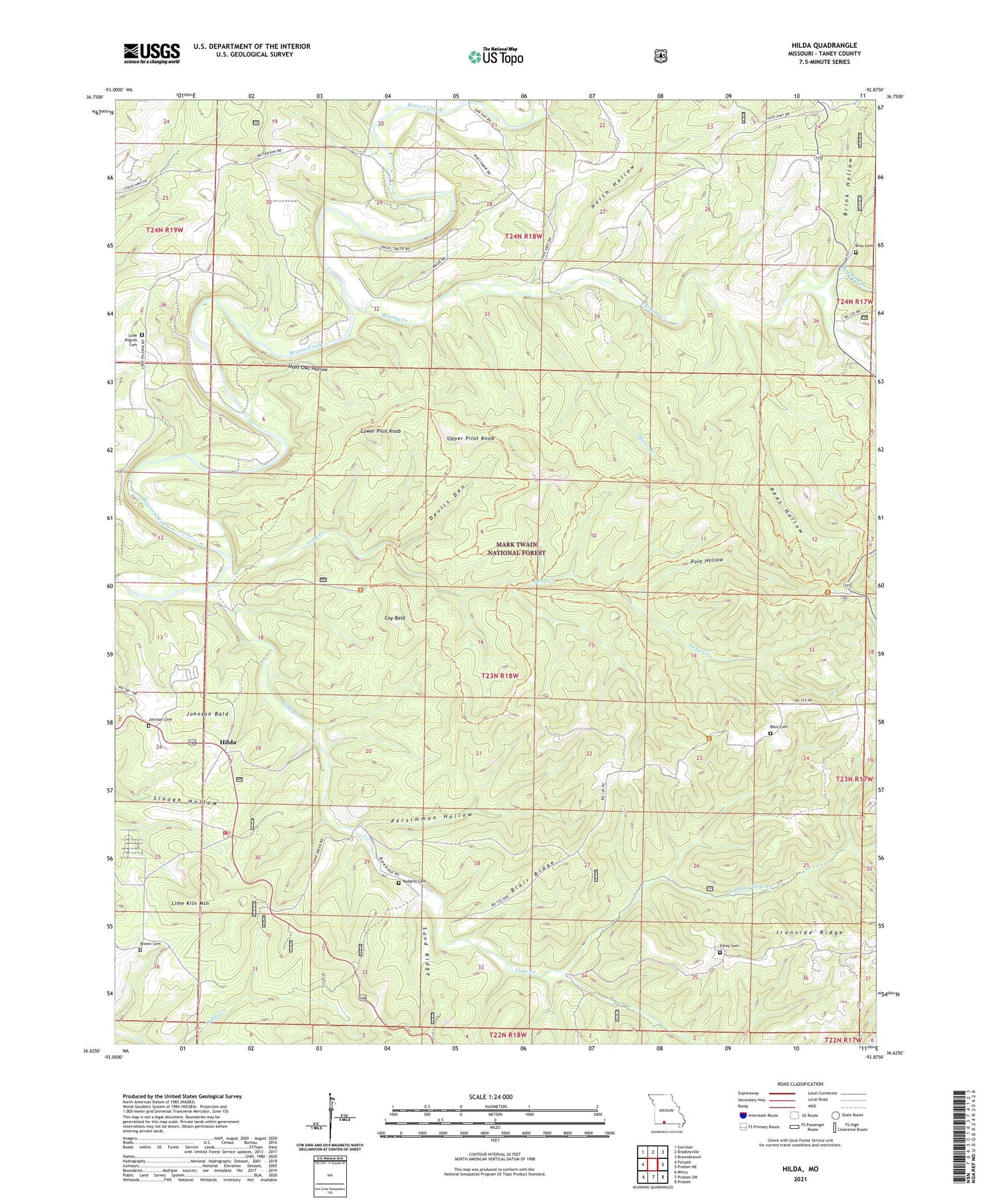 Hilda Missouri US Topo Map Image