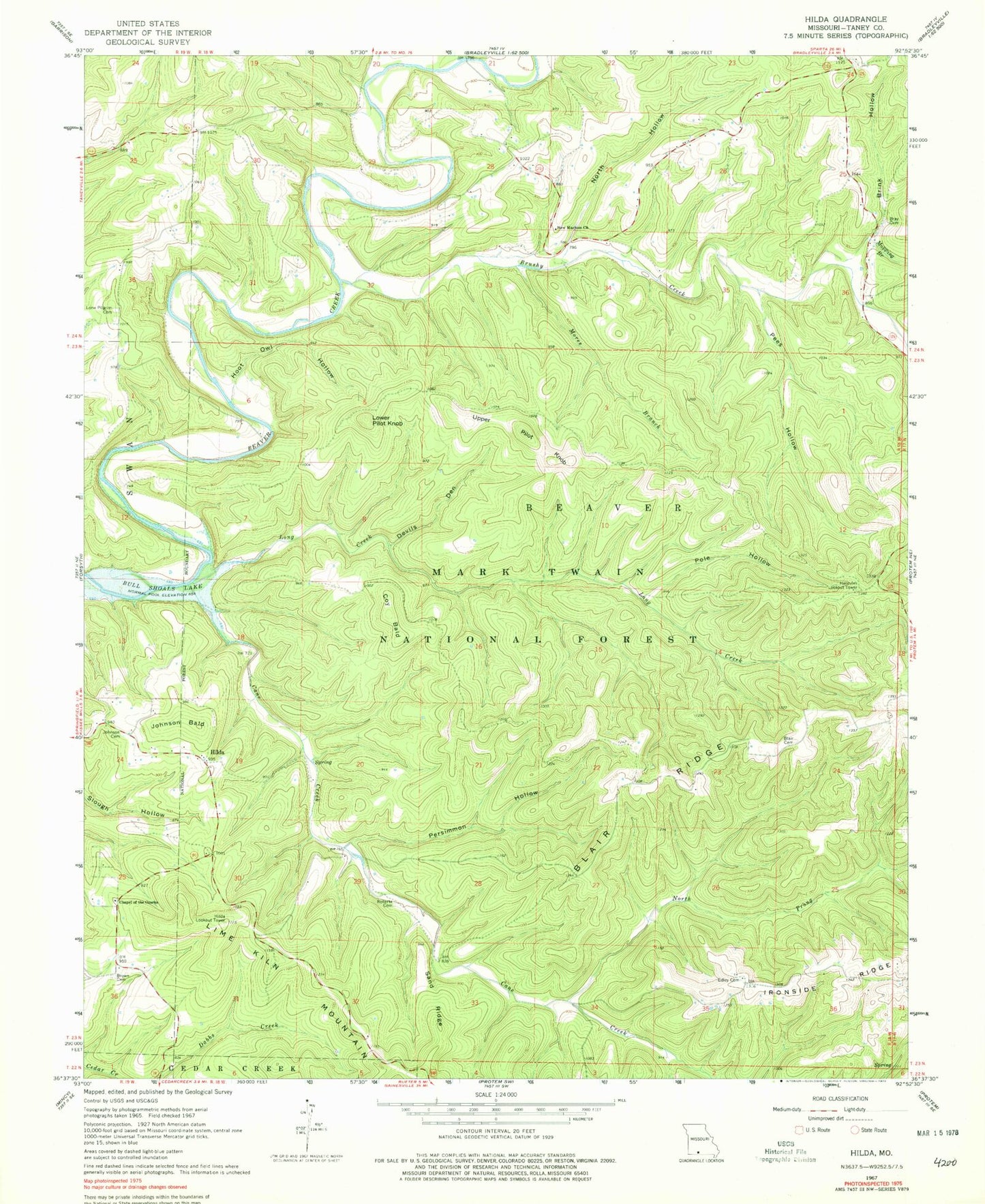 USGS Classic Hilda Missouri 7.5'x7.5' Topo Map Image