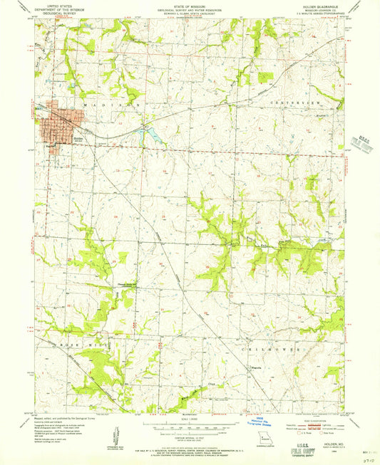 Classic USGS Holden Missouri 7.5'x7.5' Topo Map Image