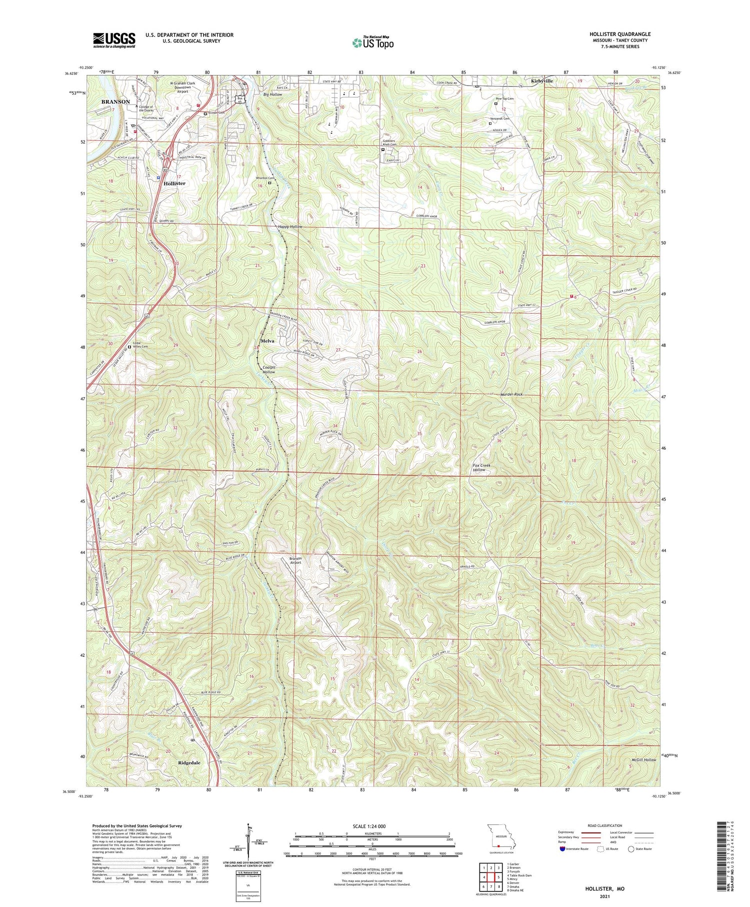 Hollister Missouri US Topo Map Image