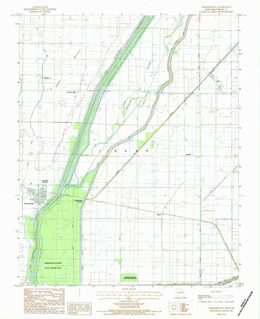 Classic USGS Hornersville Missouri 7.5'x7.5' Topo Map Image