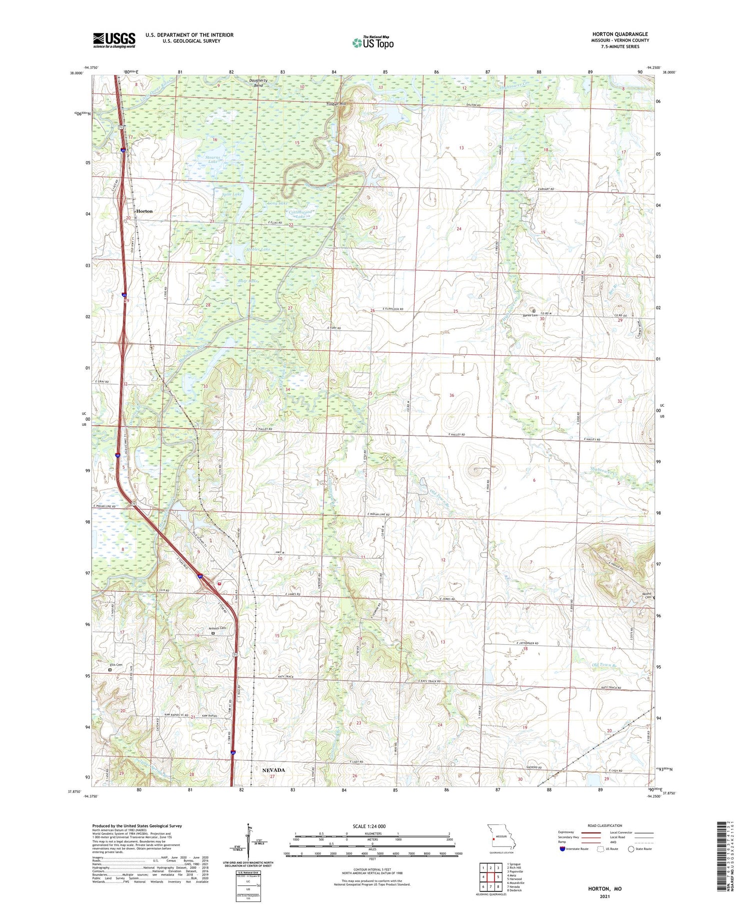 Horton Missouri US Topo Map Image