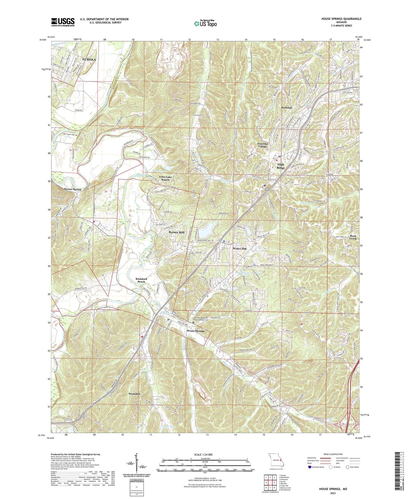 House Springs Missouri US Topo Map Image