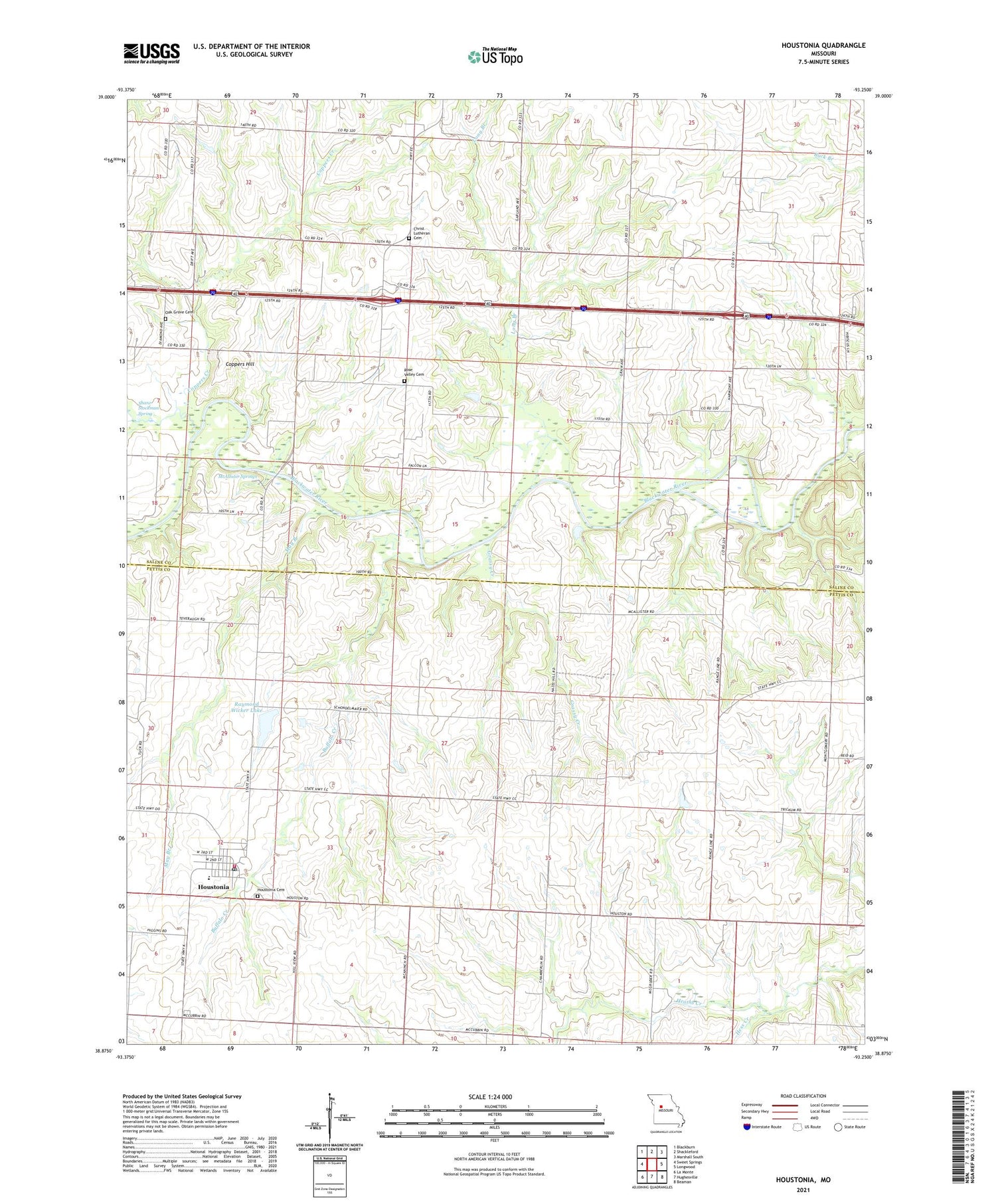 Houstonia Missouri US Topo Map Image