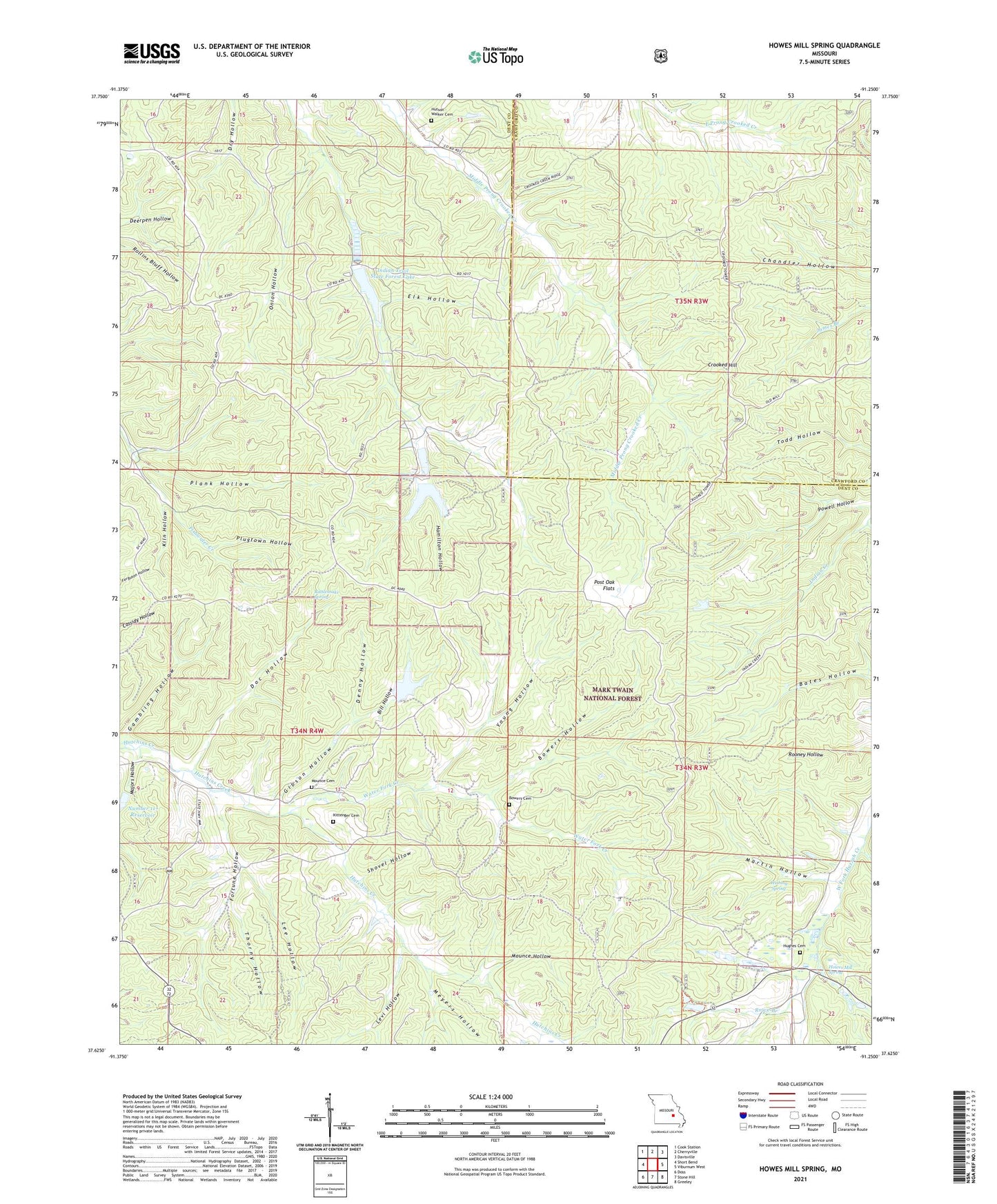 Howes Mill Spring Missouri US Topo Map Image