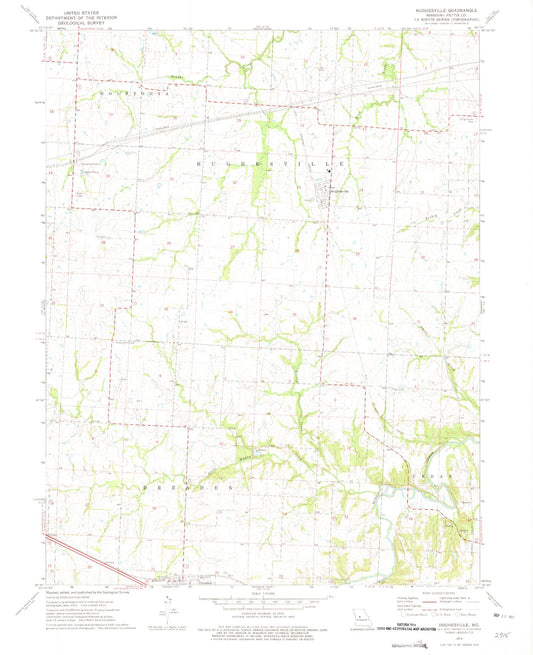 Classic USGS Hughesville Missouri 7.5'x7.5' Topo Map Image