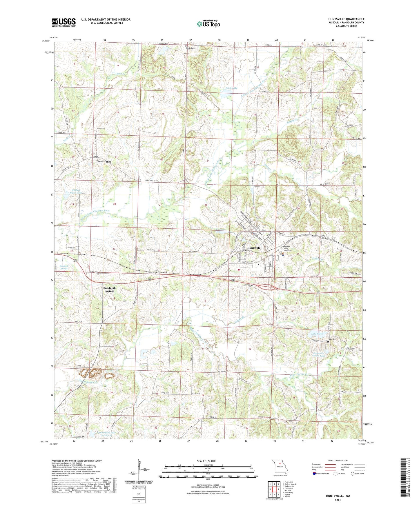 Huntsville Missouri US Topo Map Image