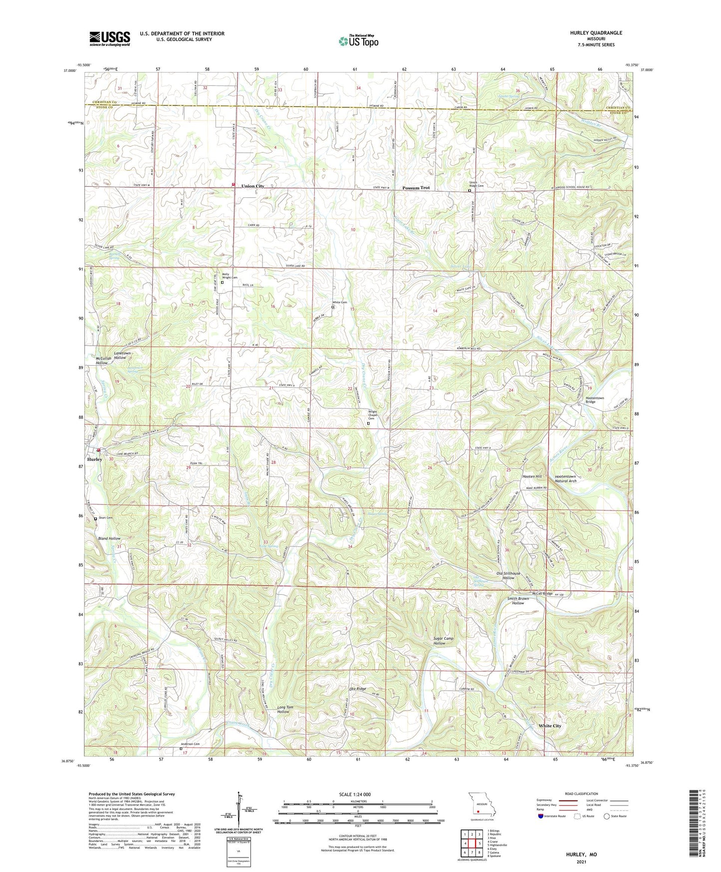 Hurley Missouri US Topo Map Image