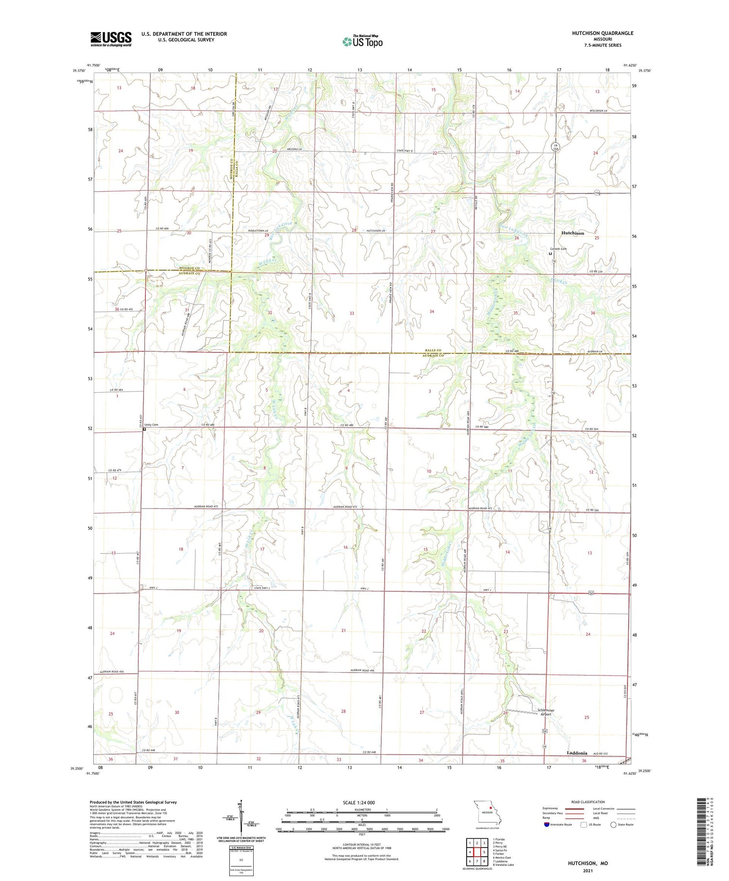Hutchison Missouri US Topo Map Image