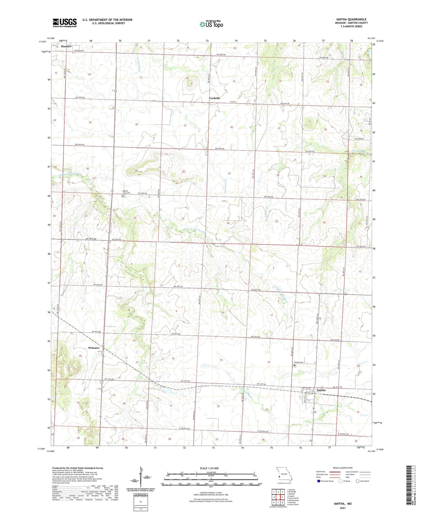 Iantha Missouri US Topo Map Image