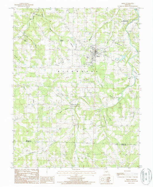 Classic USGS Iberia Missouri 7.5'x7.5' Topo Map Image