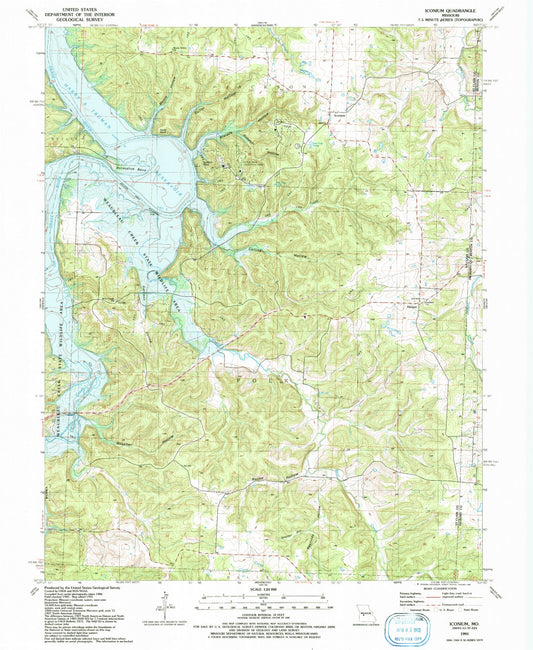 Classic USGS Iconium Missouri 7.5'x7.5' Topo Map Image
