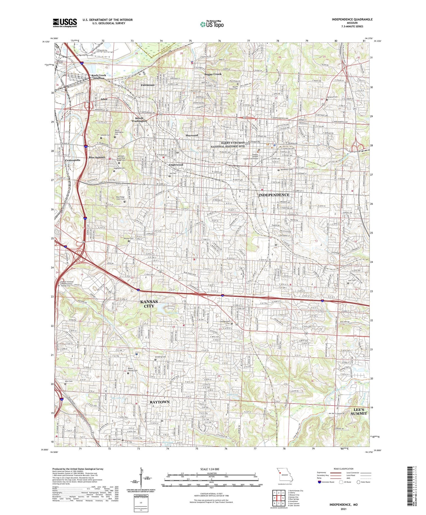 Independence Missouri US Topo Map Image