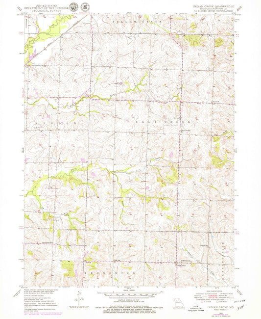 Classic USGS Indian Grove Missouri 7.5'x7.5' Topo Map Image