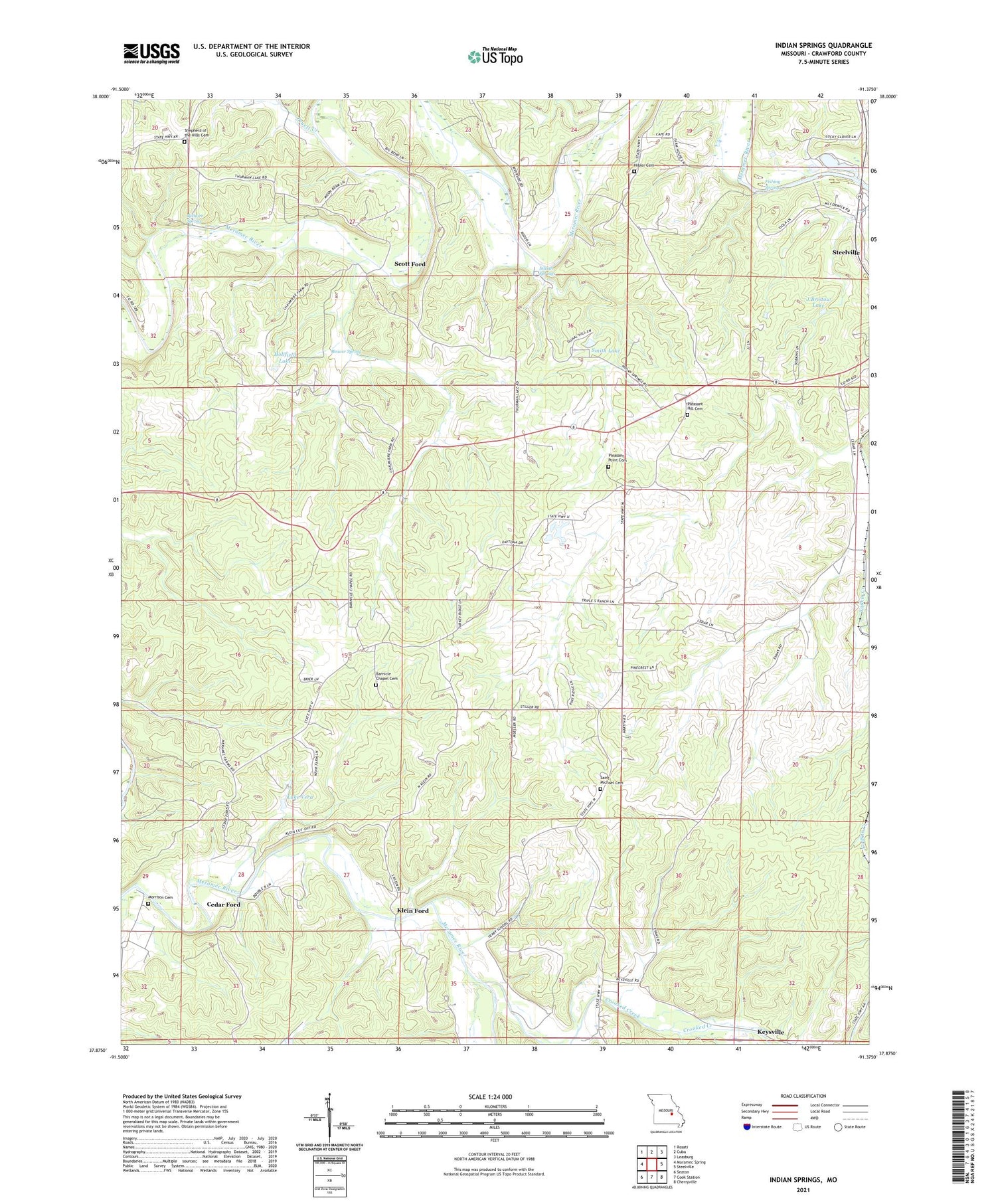 Indian Springs Missouri US Topo Map Image