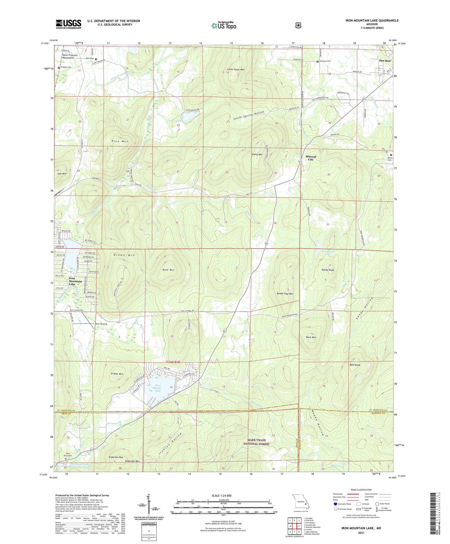 Iron Mountain Lake Missouri US Topo Map Image