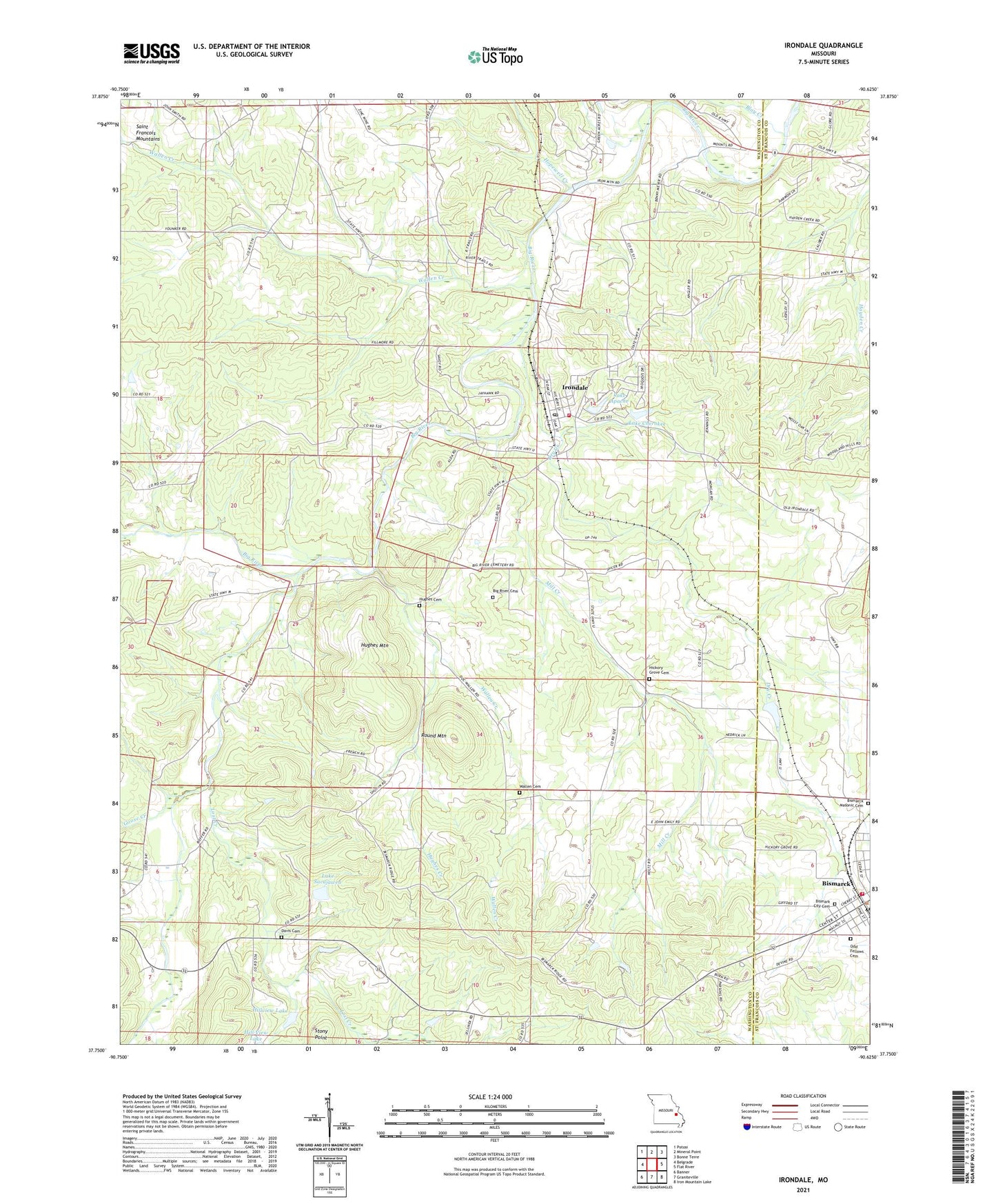 Irondale Missouri US Topo Map Image
