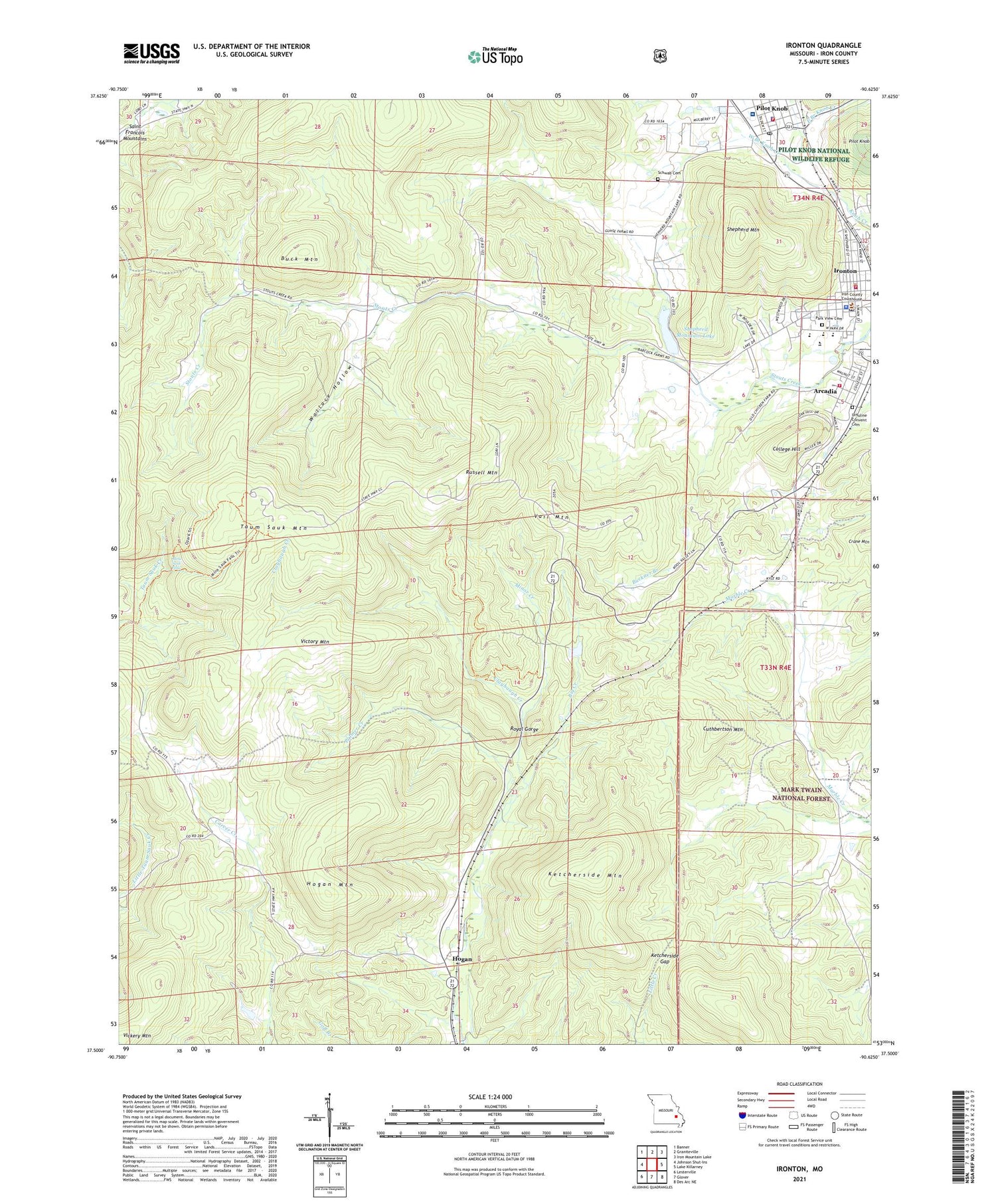 Ironton Missouri US Topo Map Image