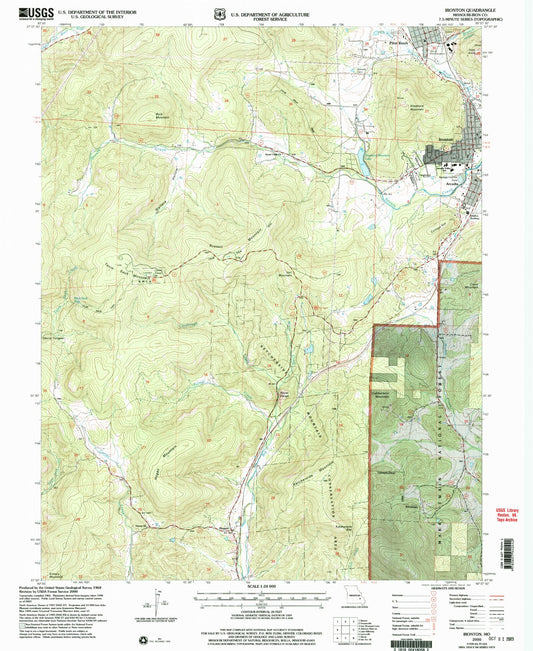 Classic USGS Ironton Missouri 7.5'x7.5' Topo Map Image