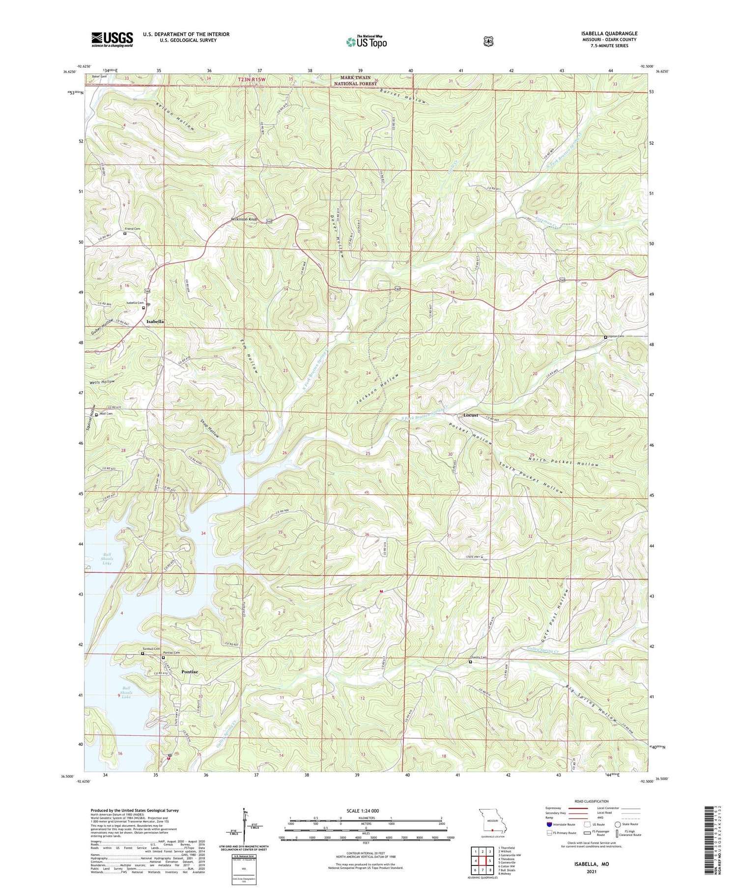 Isabella Missouri US Topo Map Image