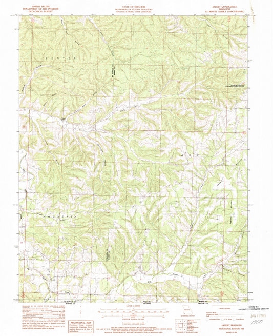 Classic USGS Jacket Missouri 7.5'x7.5' Topo Map Image