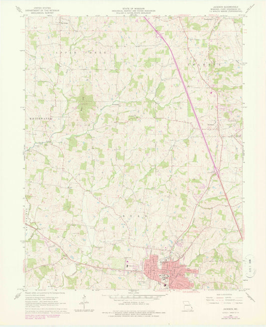 Classic USGS Jackson Missouri 7.5'x7.5' Topo Map Image