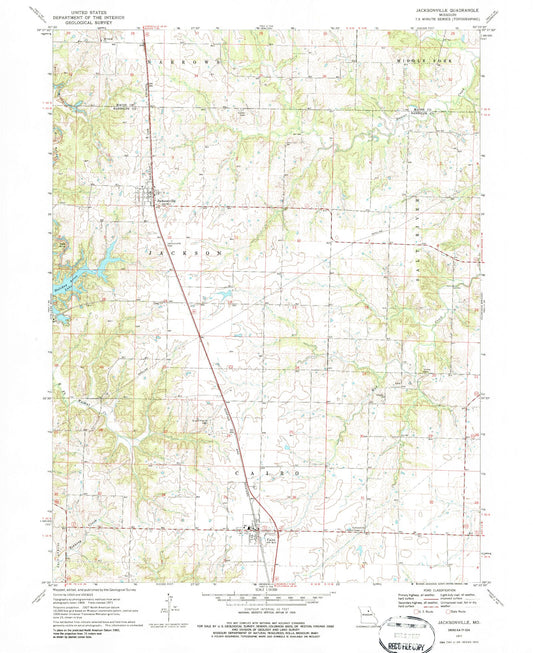 Classic USGS Jacksonville Missouri 7.5'x7.5' Topo Map Image