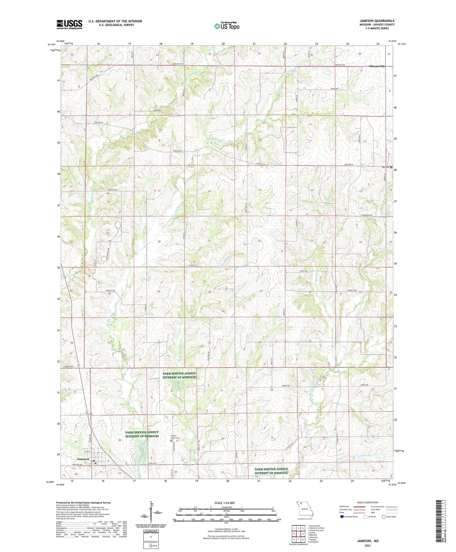 Jameson Missouri US Topo Map Image