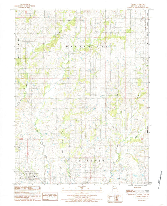 Classic USGS Jameson Missouri 7.5'x7.5' Topo Map Image
