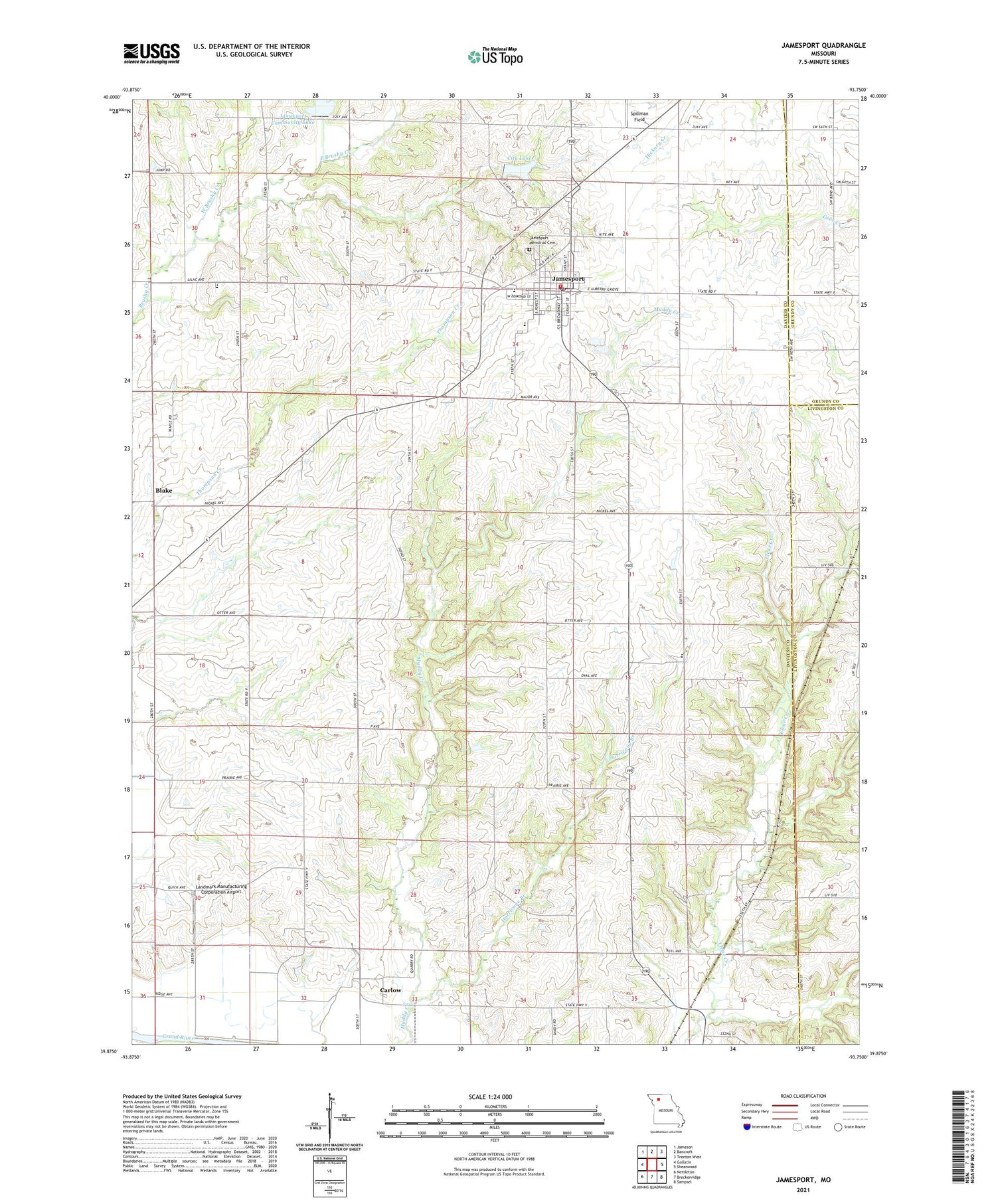 Jamesport Missouri US Topo Map Image