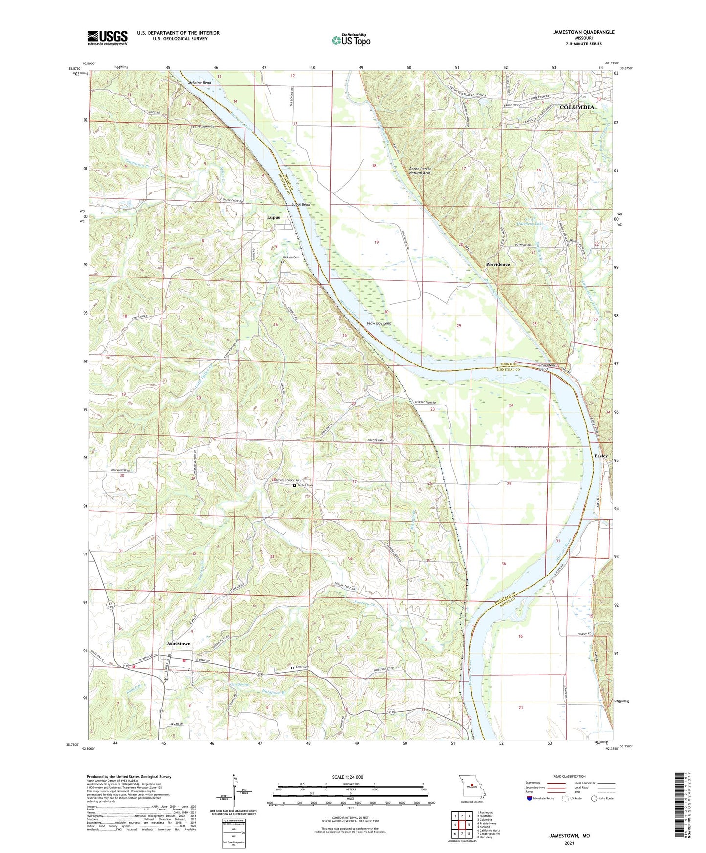 Jamestown Missouri US Topo Map Image
