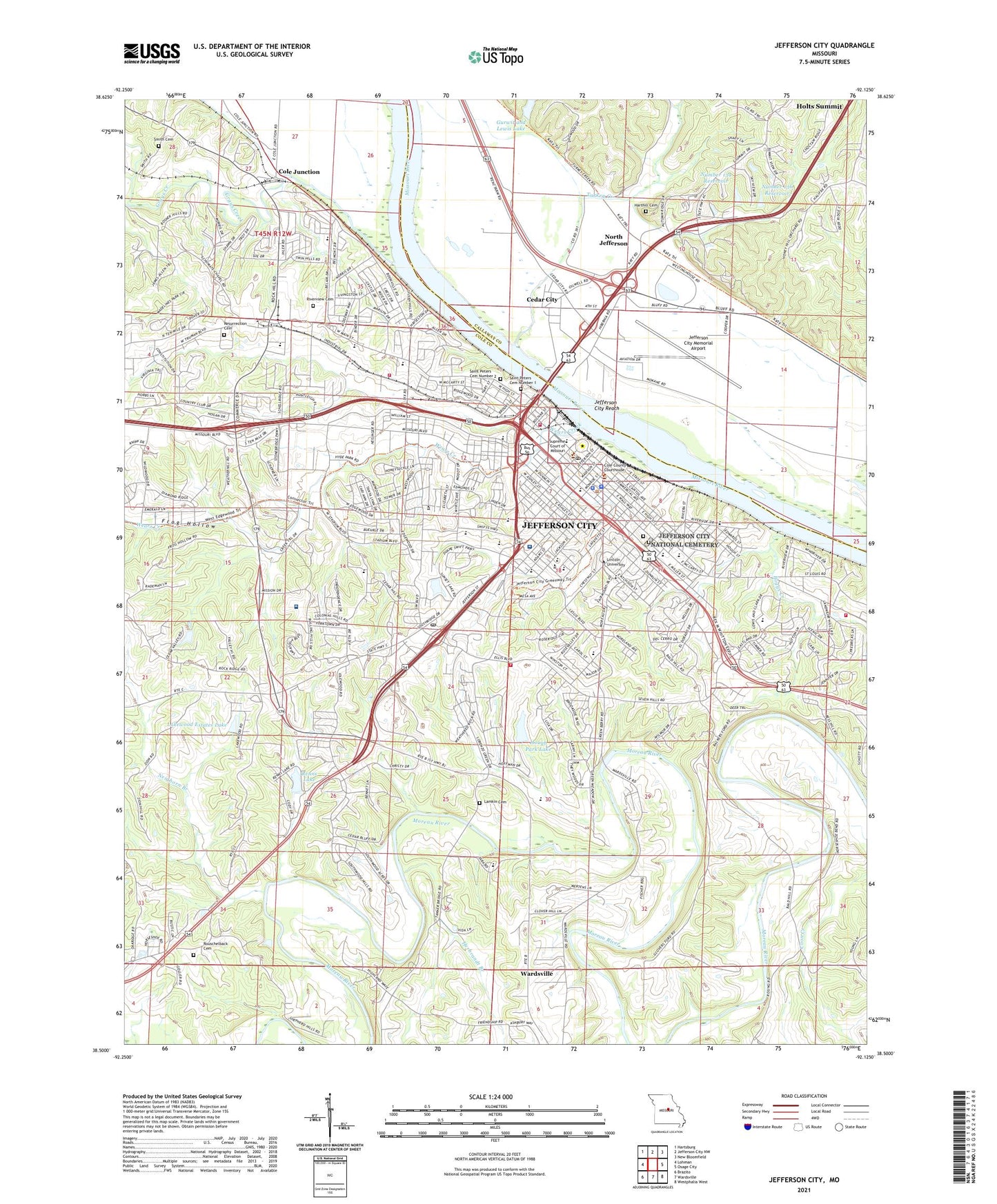 Jefferson City Missouri US Topo Map Image