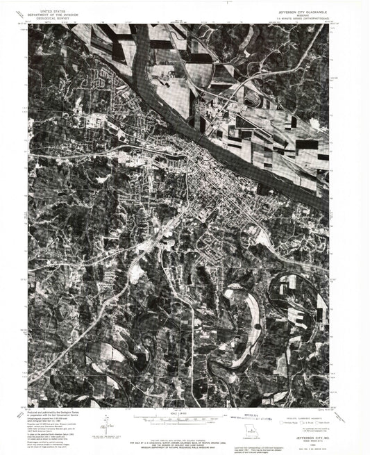 Classic USGS Jefferson City Missouri 7.5'x7.5' Topo Map Image