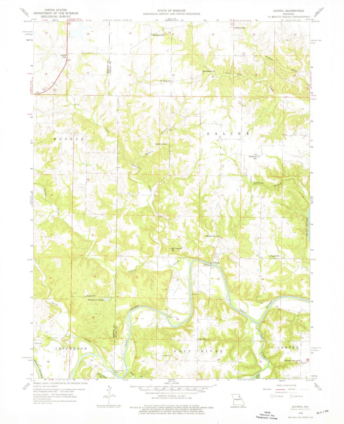 Classic USGS Clarence Cannon Dam Missouri 7.5'x7.5' Topo Map Image