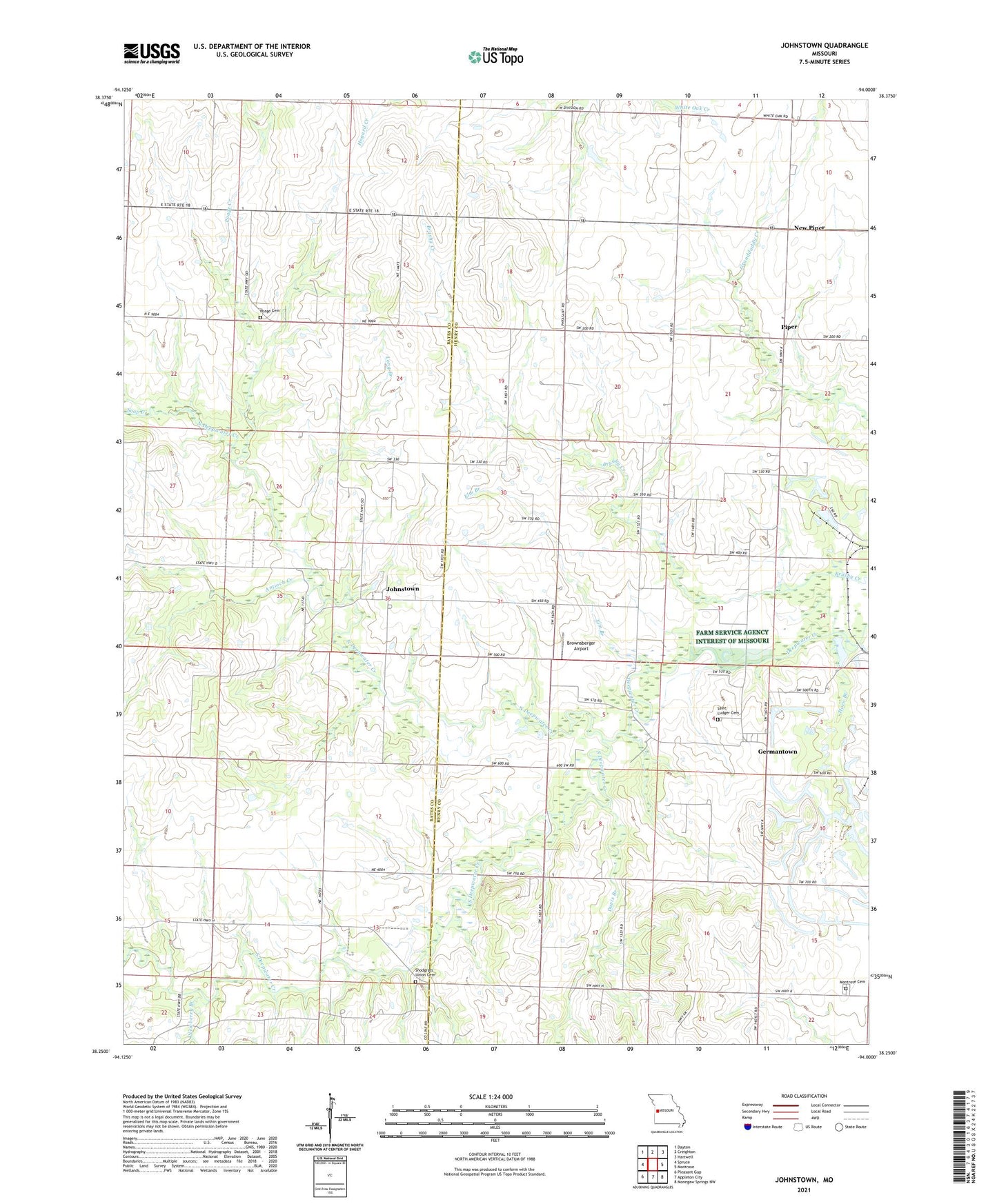 Johnstown Missouri US Topo Map Image