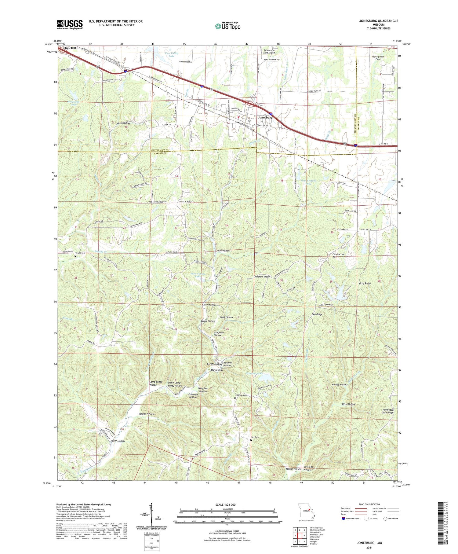 Jonesburg Missouri US Topo Map Image