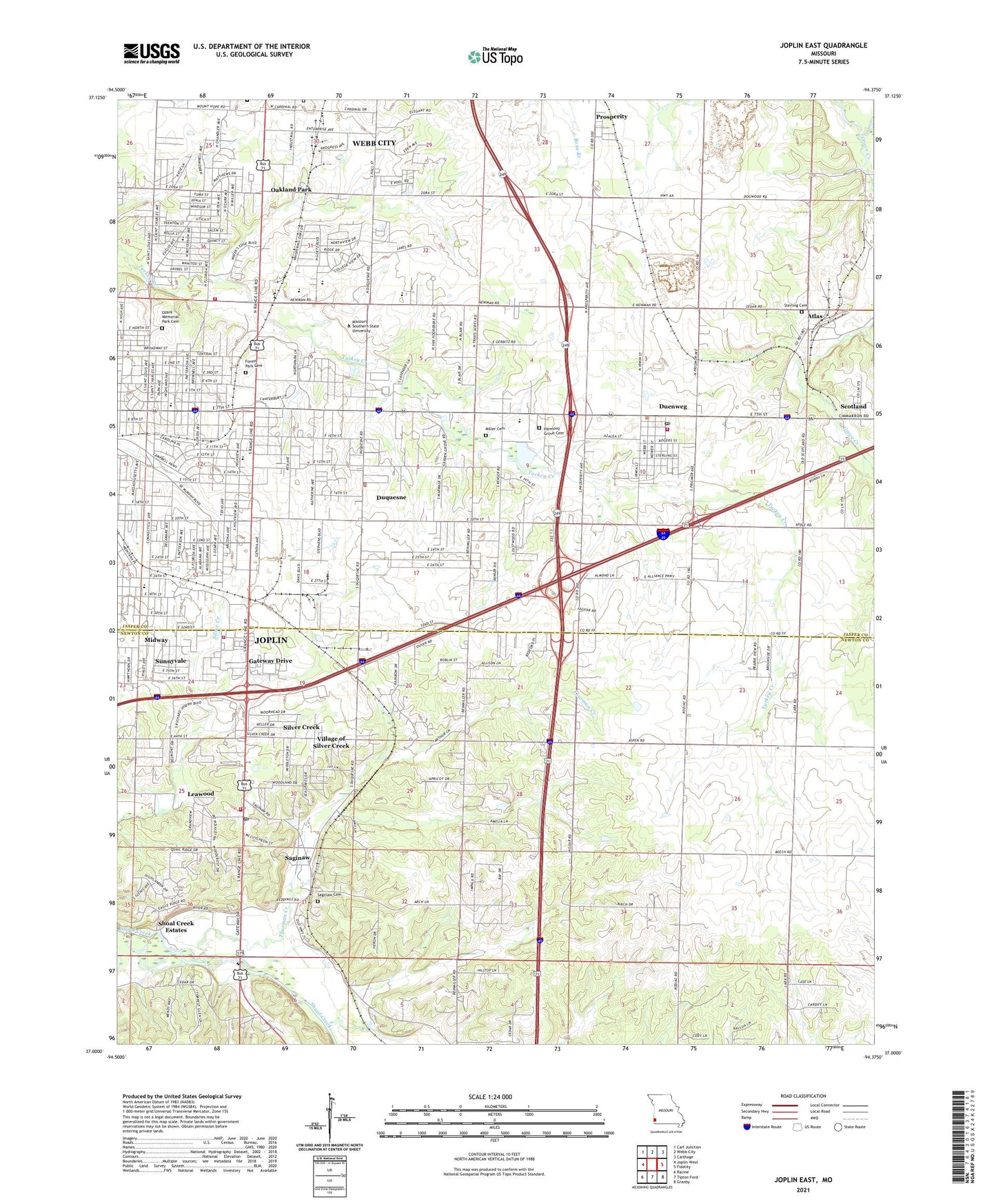 Joplin East Missouri US Topo Map Image