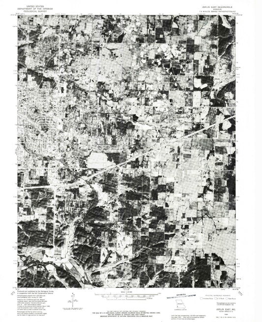 Classic USGS Joplin East Missouri 7.5'x7.5' Topo Map Image