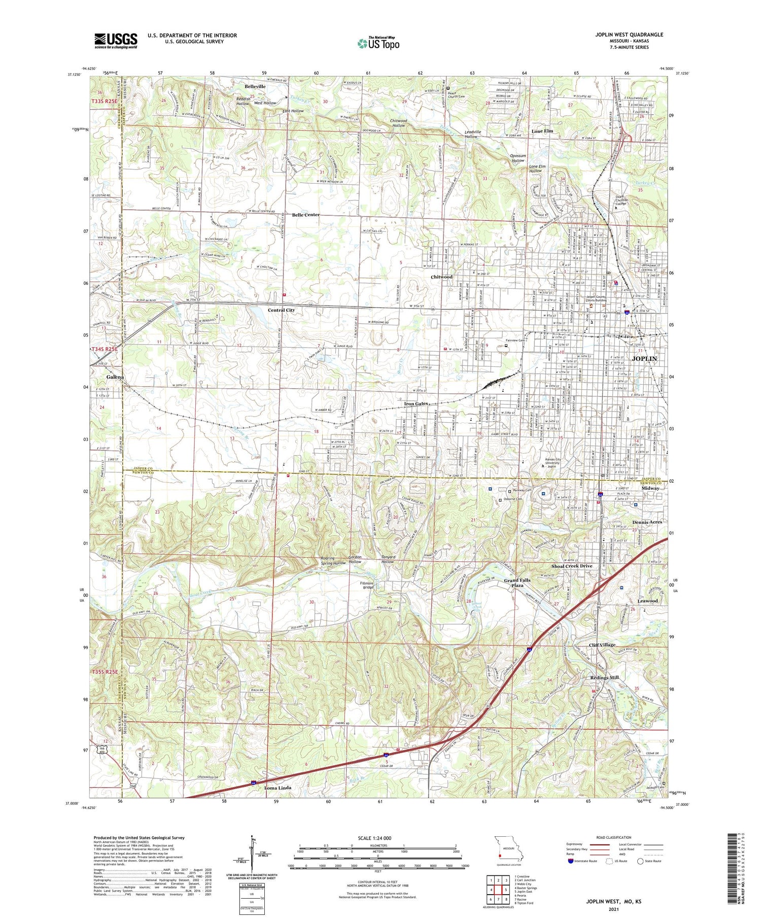 Joplin West Missouri US Topo Map Image