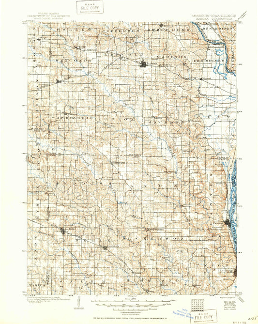 Historic 1903 Kahoka Missouri 30'x30' Topo Map Image