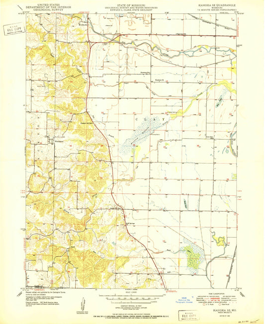 Classic USGS Kahoka SE Missouri 7.5'x7.5' Topo Map Image