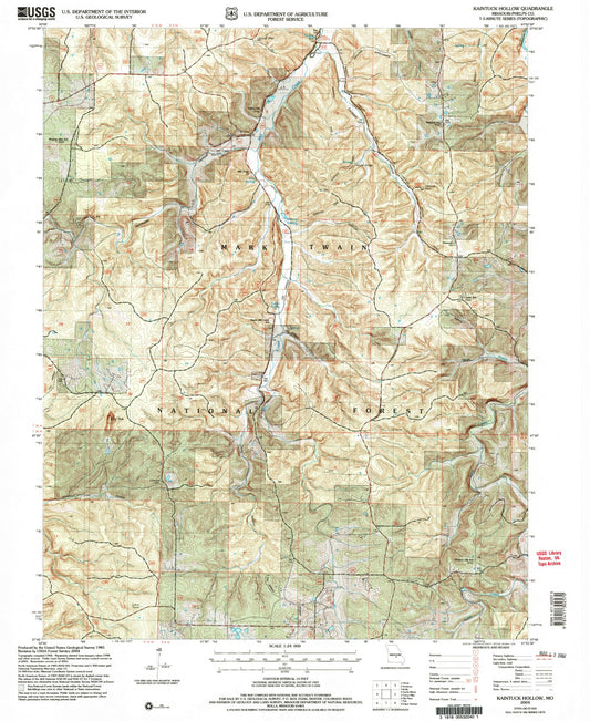 Classic USGS Kaintuck Hollow Missouri 7.5'x7.5' Topo Map Image