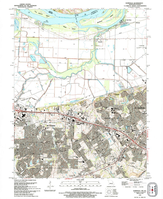 Classic USGS Kampville Missouri 7.5'x7.5' Topo Map Image