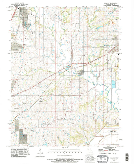 Classic USGS Kearney Missouri 7.5'x7.5' Topo Map Image