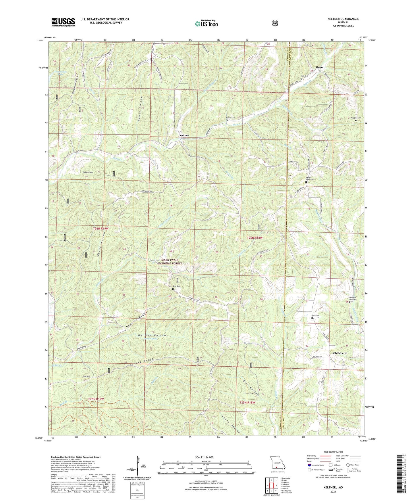 Keltner Missouri US Topo Map Image