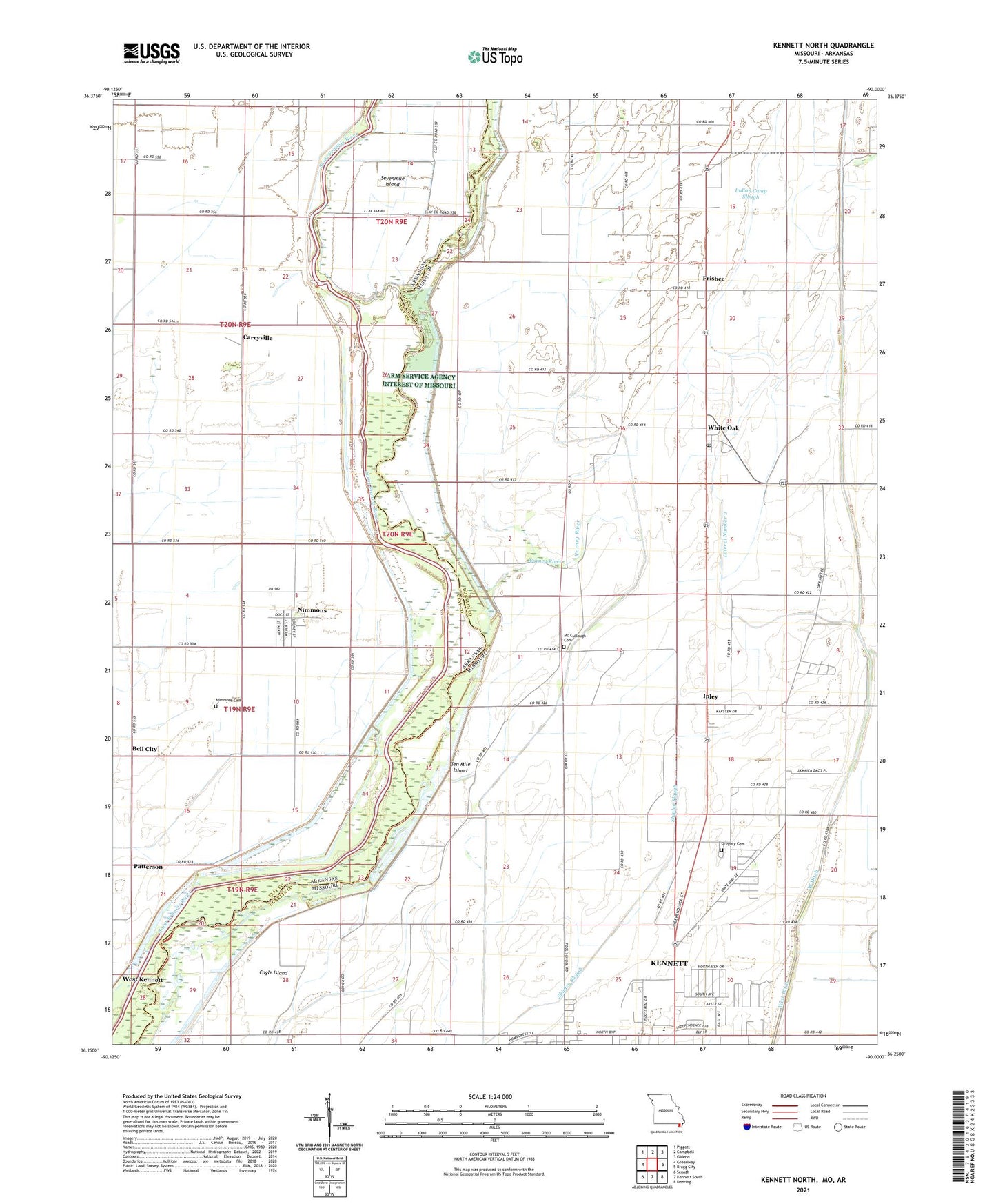 Kennett North Missouri US Topo Map Image