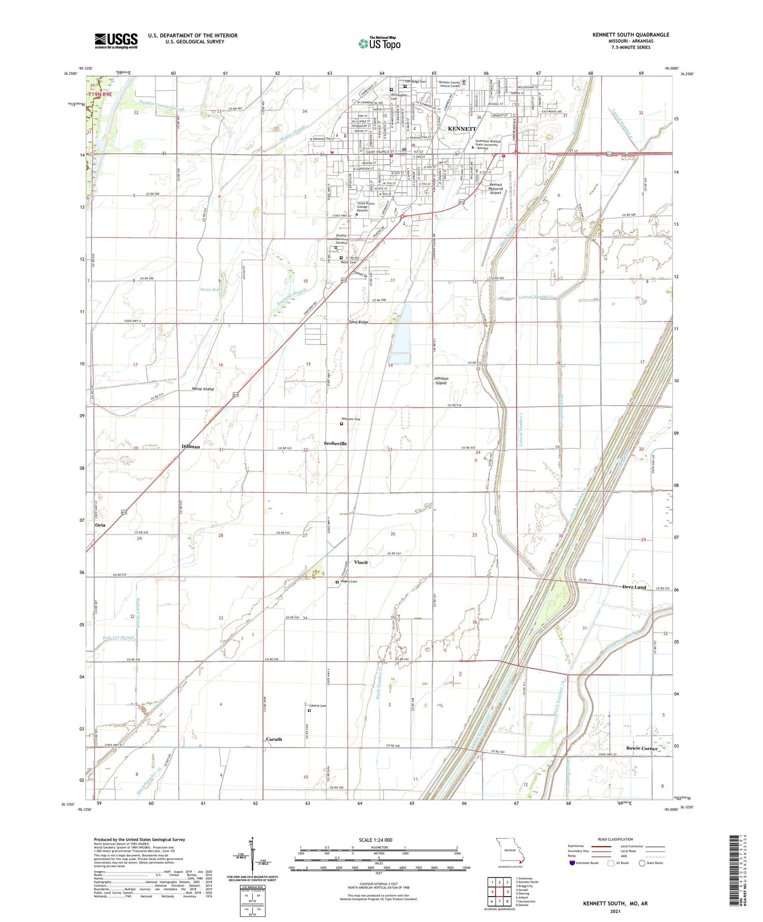 Kennett South Missouri US Topo Map Image