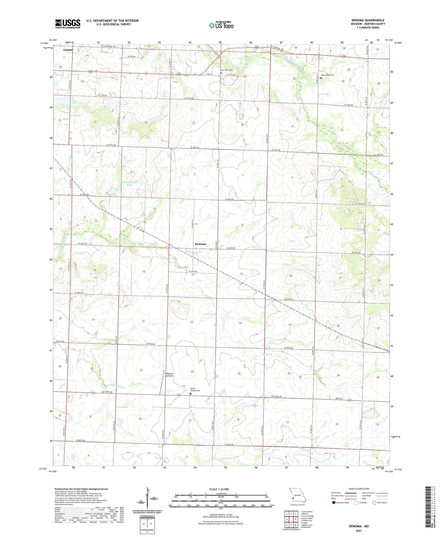 Kenoma Missouri US Topo Map Image